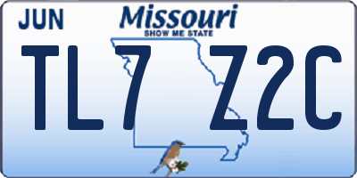 MO license plate TL7Z2C