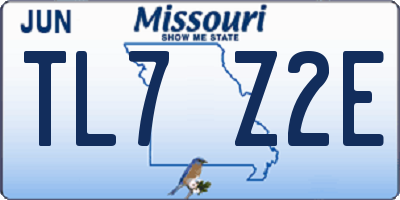MO license plate TL7Z2E