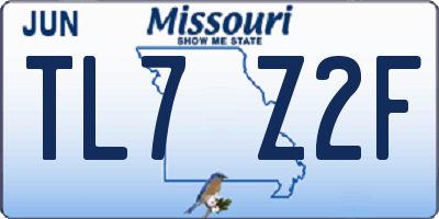 MO license plate TL7Z2F