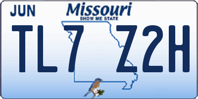MO license plate TL7Z2H