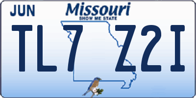 MO license plate TL7Z2I