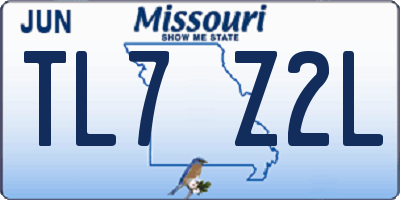 MO license plate TL7Z2L