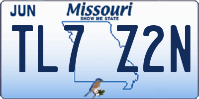 MO license plate TL7Z2N