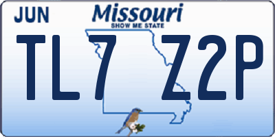 MO license plate TL7Z2P