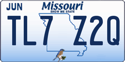 MO license plate TL7Z2Q