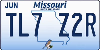 MO license plate TL7Z2R