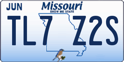 MO license plate TL7Z2S