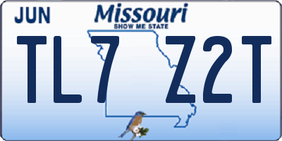 MO license plate TL7Z2T