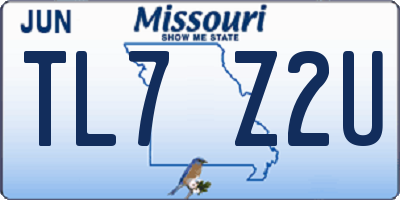 MO license plate TL7Z2U