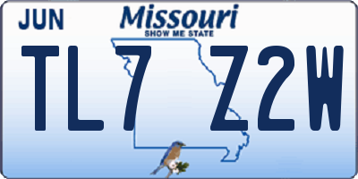 MO license plate TL7Z2W