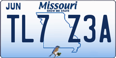 MO license plate TL7Z3A