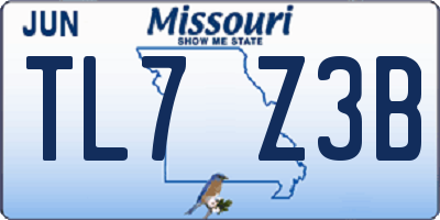 MO license plate TL7Z3B