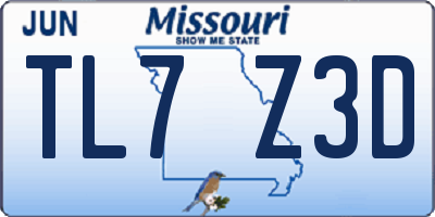 MO license plate TL7Z3D