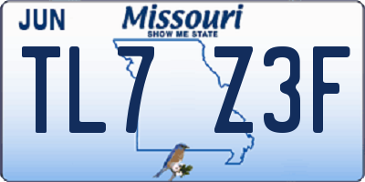 MO license plate TL7Z3F