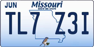 MO license plate TL7Z3I