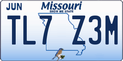 MO license plate TL7Z3M