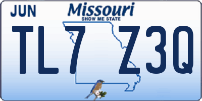MO license plate TL7Z3Q