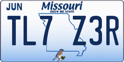 MO license plate TL7Z3R