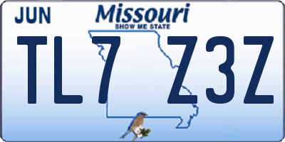 MO license plate TL7Z3Z