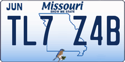 MO license plate TL7Z4B