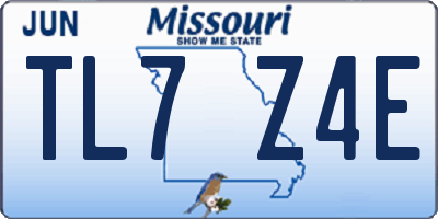 MO license plate TL7Z4E