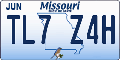 MO license plate TL7Z4H