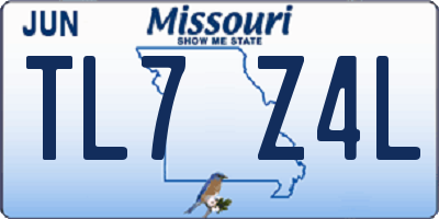 MO license plate TL7Z4L