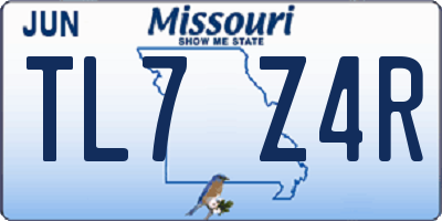MO license plate TL7Z4R