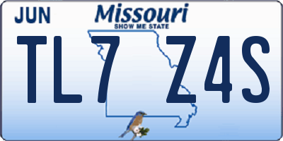 MO license plate TL7Z4S