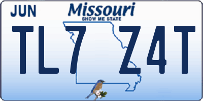 MO license plate TL7Z4T