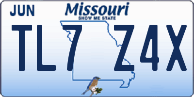 MO license plate TL7Z4X