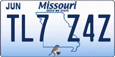 MO license plate TL7Z4Z