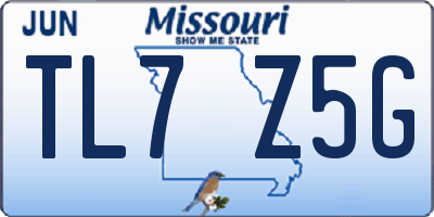 MO license plate TL7Z5G