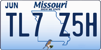 MO license plate TL7Z5H