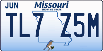 MO license plate TL7Z5M