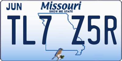 MO license plate TL7Z5R