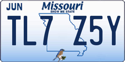 MO license plate TL7Z5Y