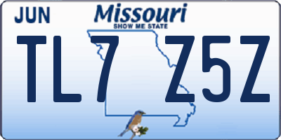 MO license plate TL7Z5Z