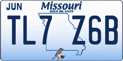 MO license plate TL7Z6B