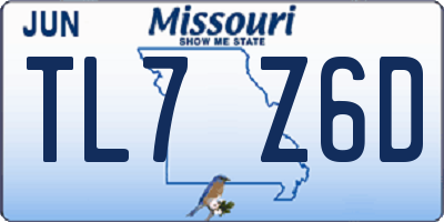 MO license plate TL7Z6D