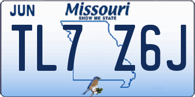 MO license plate TL7Z6J
