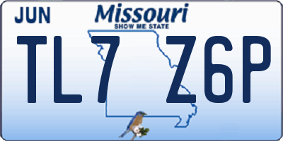 MO license plate TL7Z6P