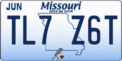MO license plate TL7Z6T
