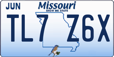 MO license plate TL7Z6X