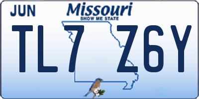 MO license plate TL7Z6Y