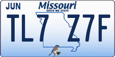 MO license plate TL7Z7F