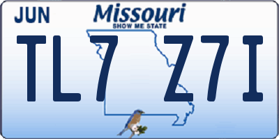 MO license plate TL7Z7I