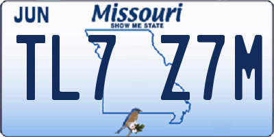 MO license plate TL7Z7M