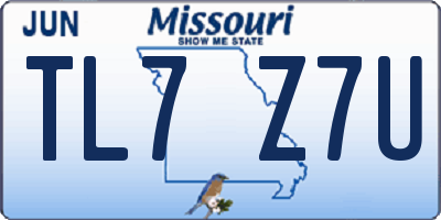 MO license plate TL7Z7U