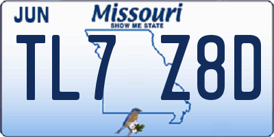 MO license plate TL7Z8D
